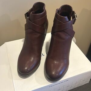 Call It Spring Women's maroon Ankle Booties with Buckle Strap